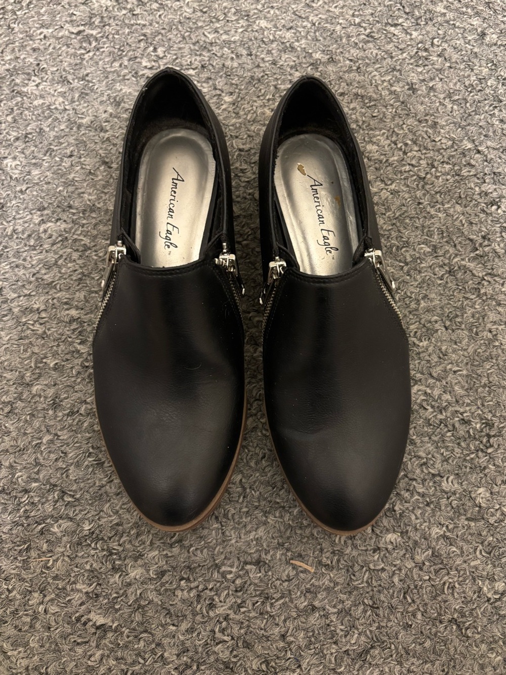 American Eagle Outfitters Black Zip-Detail Low-Heal